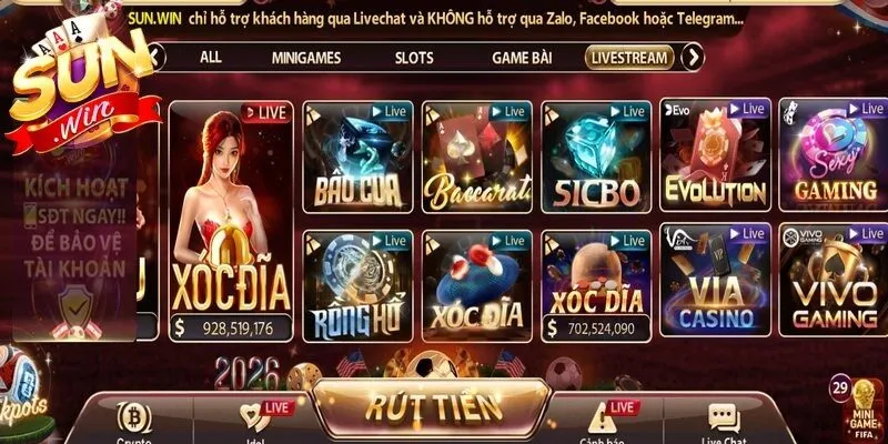 Casino Sunwin được biết đến là một hệ thống trò chơi giải trí trực tuyến