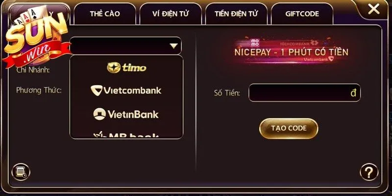 Nạp tiền Sunwin vô cùng linh hoạt và an toàn tuyệt đối hàng ngày